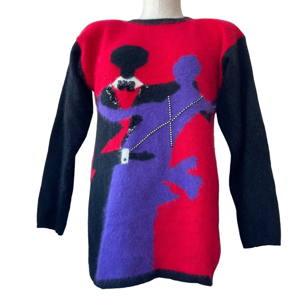 Semplice Sweater Tango Dancing Sequins Angora Lam… - image 3